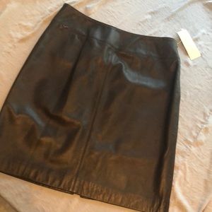 Brown leather skirt